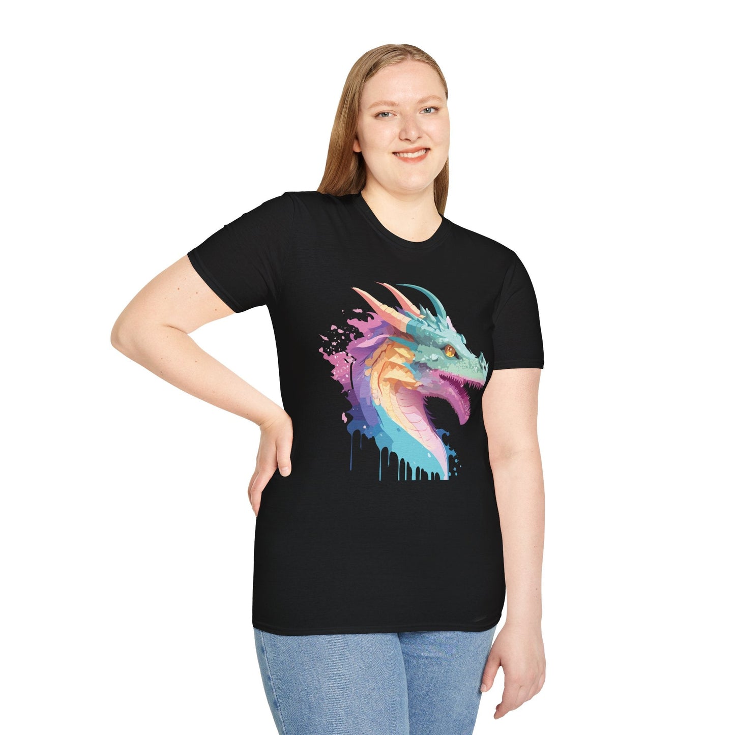 Dragon Graphic Tee Unisex Short Sleeve Dragon Shirt With Animal Design Gildan SoftStyle 64000