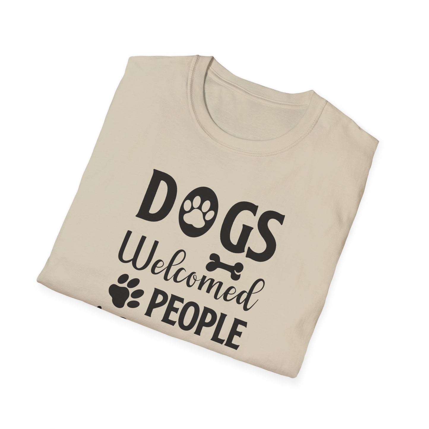 Dog Lover Unisex Cotton T-Shirt - Gildan Softstyle 64000 Dogs Welcomed, People Tolerated Funny Paw Print Tee