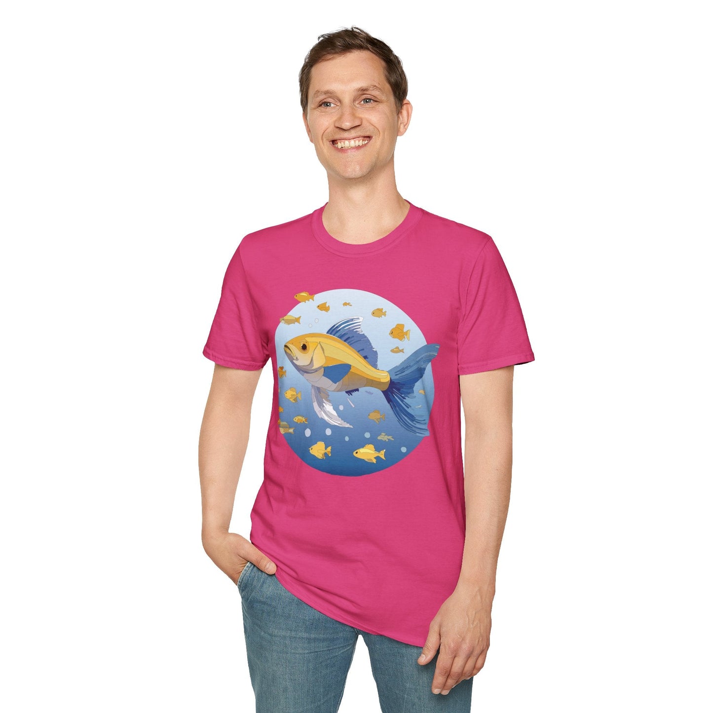 Fish Art Graphic Tee Shirt For Men And Women Unisex Cotton Softstyle Tee With Fish Artwork Design