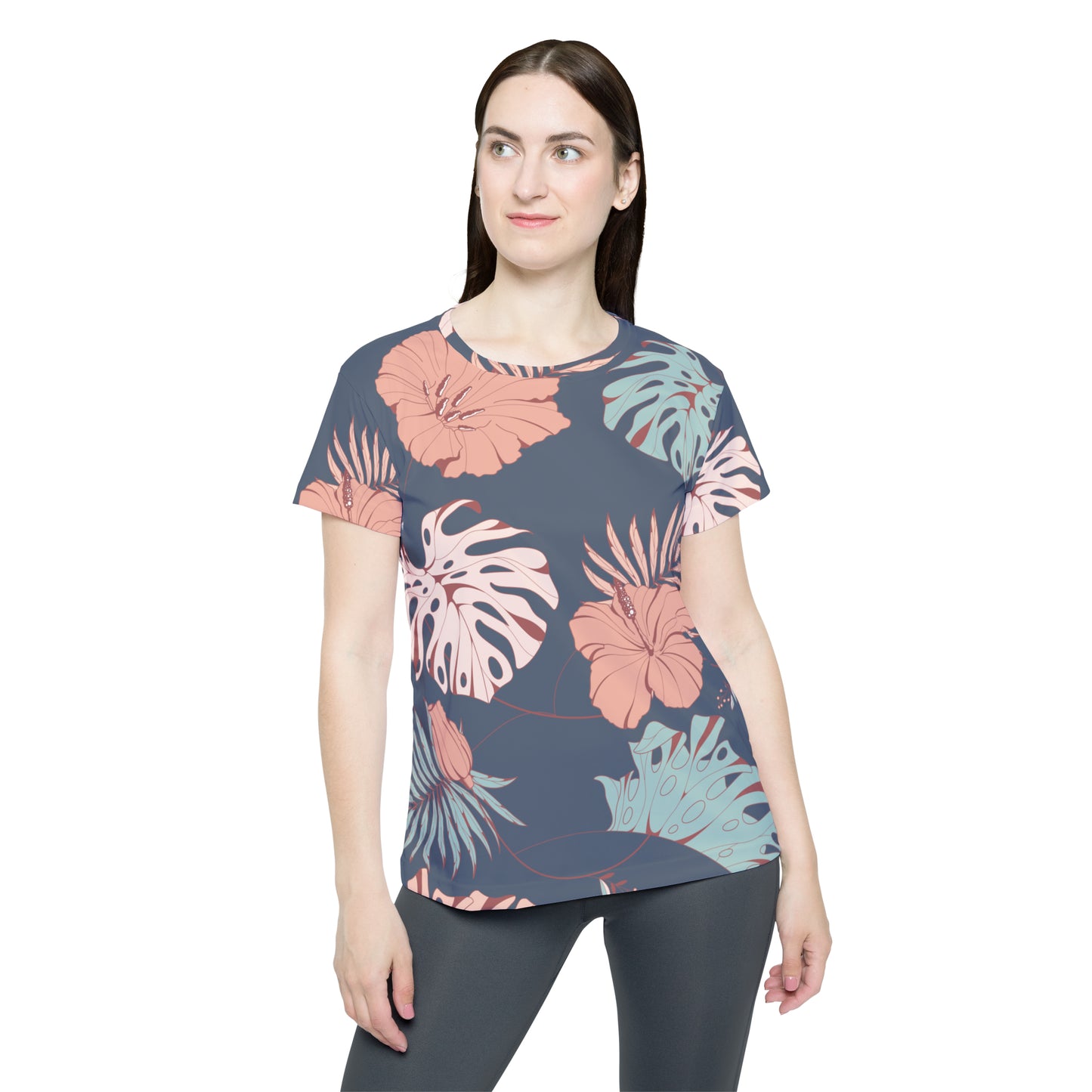 Camiseta de poliéster con estampados florales