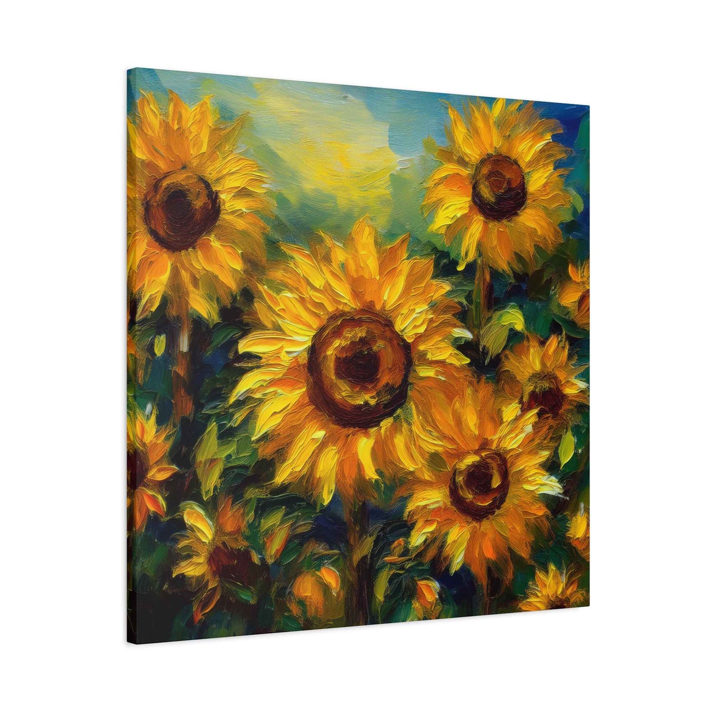 Sunflowers Print Canvas, Flowers Oil Paint Print 20x20, 24x24, 30x30, 32x32, 36x36, Floral Art Design Print Non-Frame MC-24