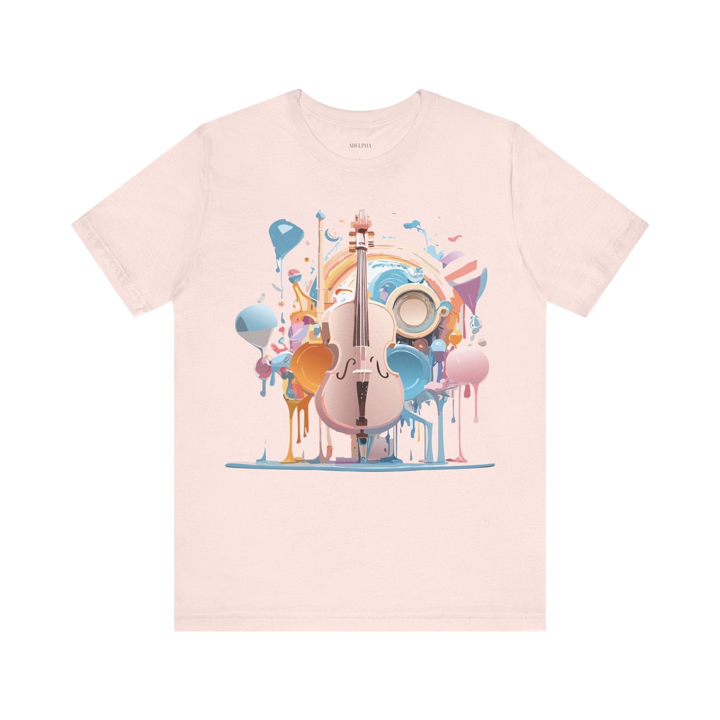 Music Graphic Unisex 100 Cotton Vintage Art with Musical Elements Tee 80