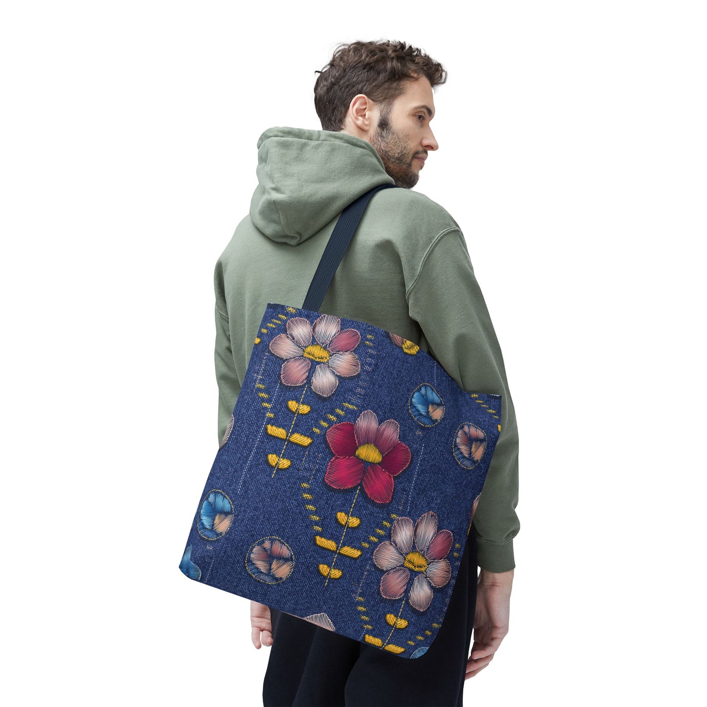 DENIM PRINT CANVAS BAG HIGH-QUALITY 100% SPUN POLY 3 SIZES CANVAS BAG-159-16