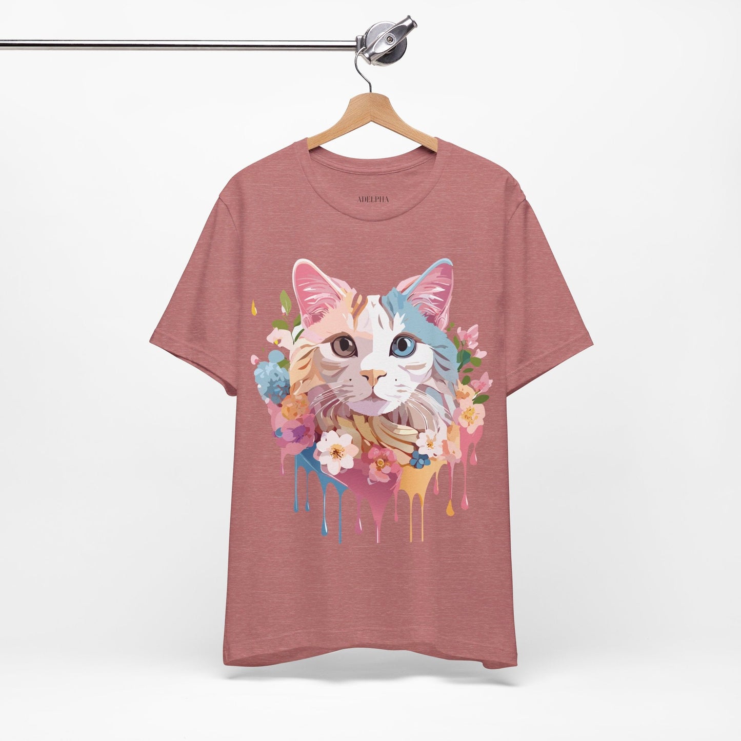 Cat Graphic Tee Unisex Short Sleeve Shirt With Adelpha Artwork