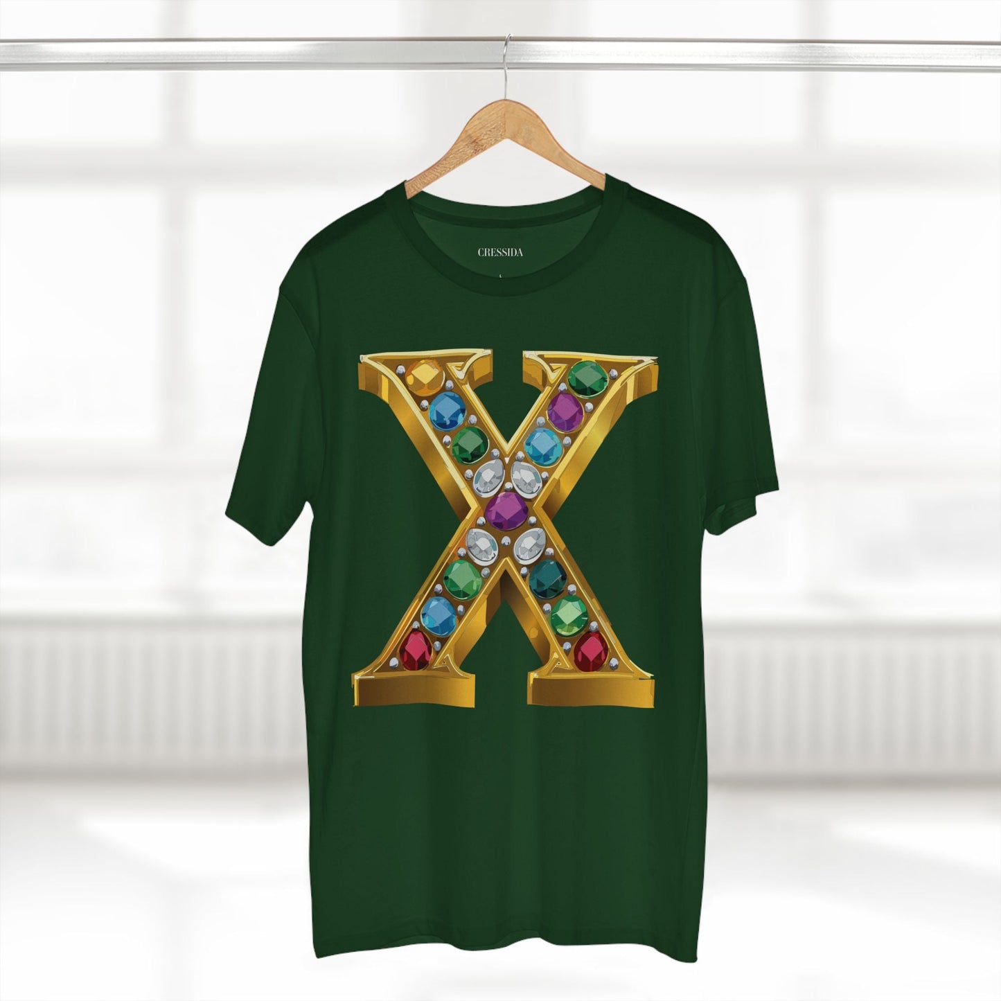 Letter X Graphic Design Tee Unisex 100 Cotton With Antique Gold Letters Artwork T-Shirt