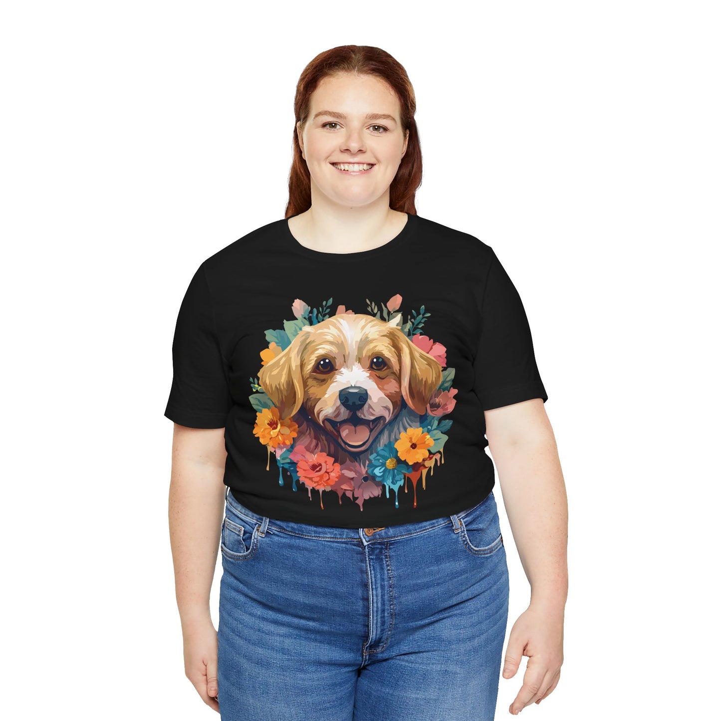 Floral Dog Tee, Animal Shirt, Dog Shirt, Floral Tee, Flower T-shirt, T-Shirt with Animal, Summer Top with Art Design