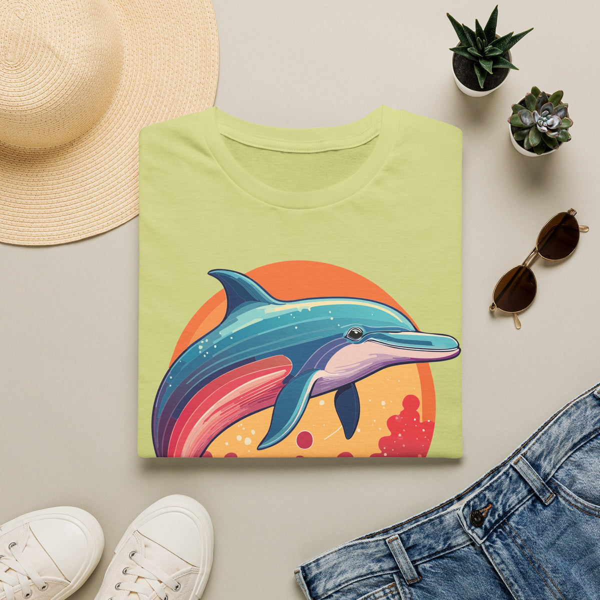 Colorful Retro Dolphin Tee | T-Shirt