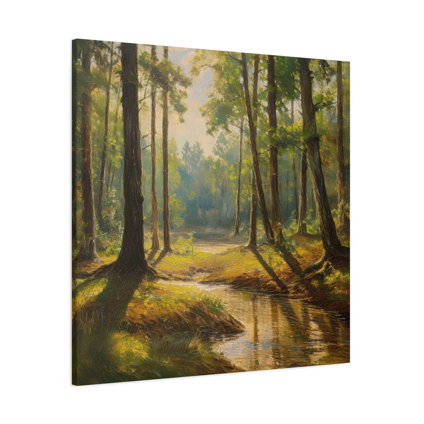 Forest Print Canvas, Trees Oil Paint Print 20x20, 24x24, 30x30, 32x32, 36x36 Art Design Print Pine-Wood Inner Frame MC-72