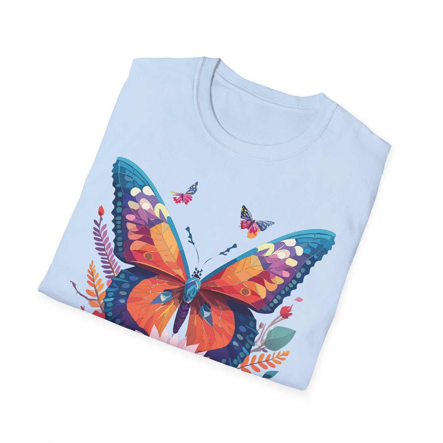 Butterfly Print Unisex T Shirt Softstyle 64000 Monarch Butterfly Themed Tee Ring Spun Cotton