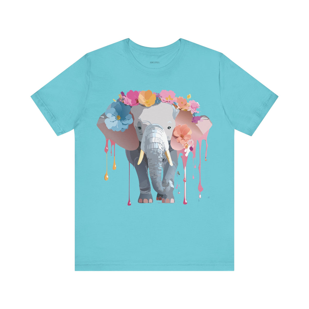 Elephant Graphic Unisex Cotton Bella+Canvas Tee with Art Animal Design e135