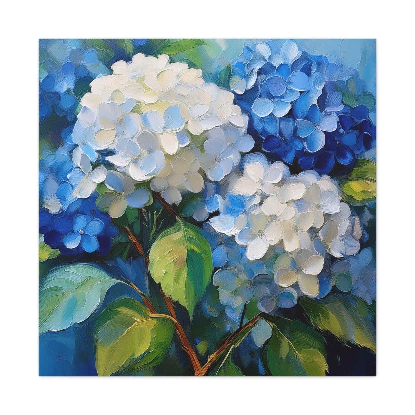 Hydrangeas Print Canvas, Flowers Oil Paint Print 20x20, 24x24, 30x30, 32x32, 36x36, Floral Art Design Print Non-Frame MC-31