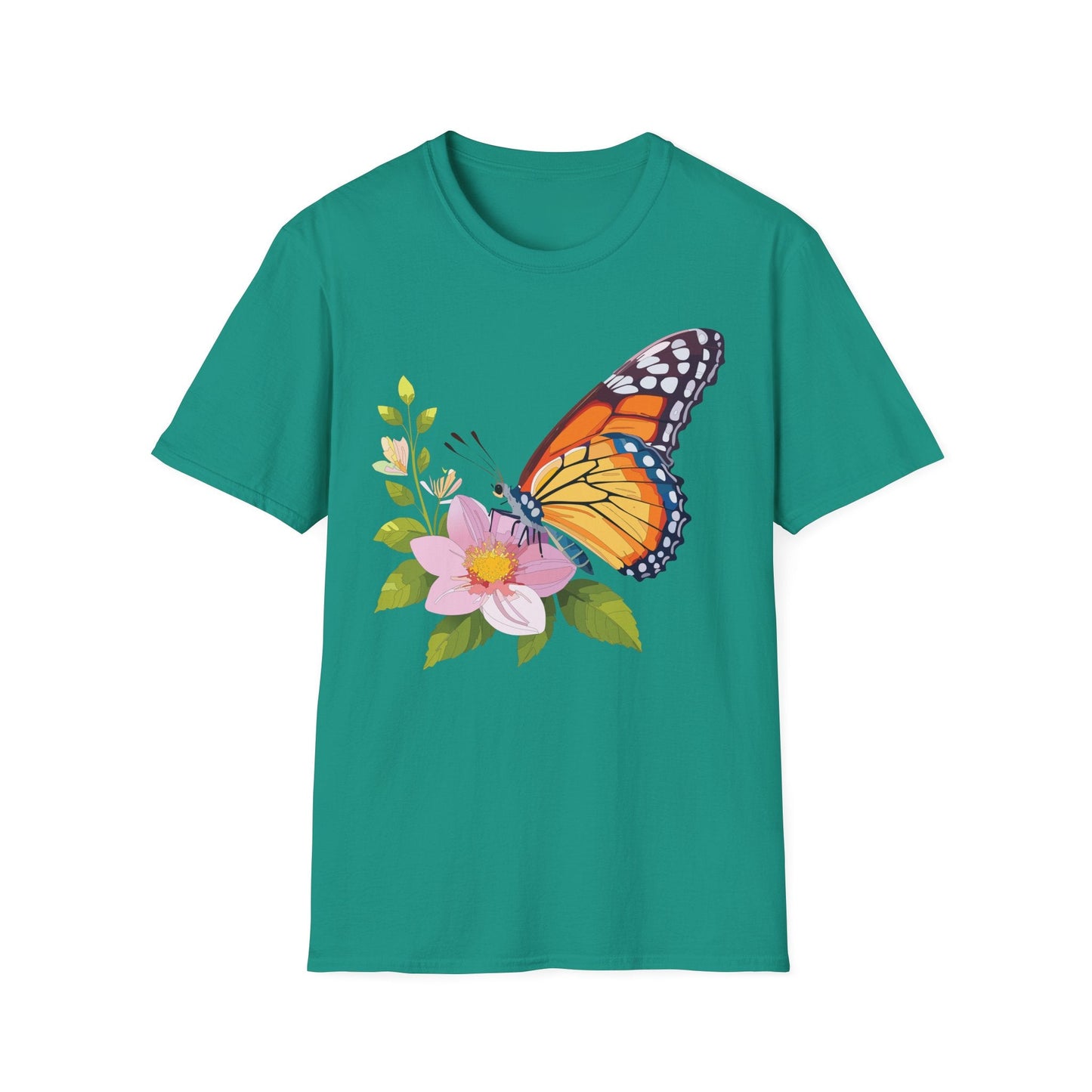 Butterfly T Shirt for Women and Men Monarch Print Softstyle Unisex Gildan 64000 Tee