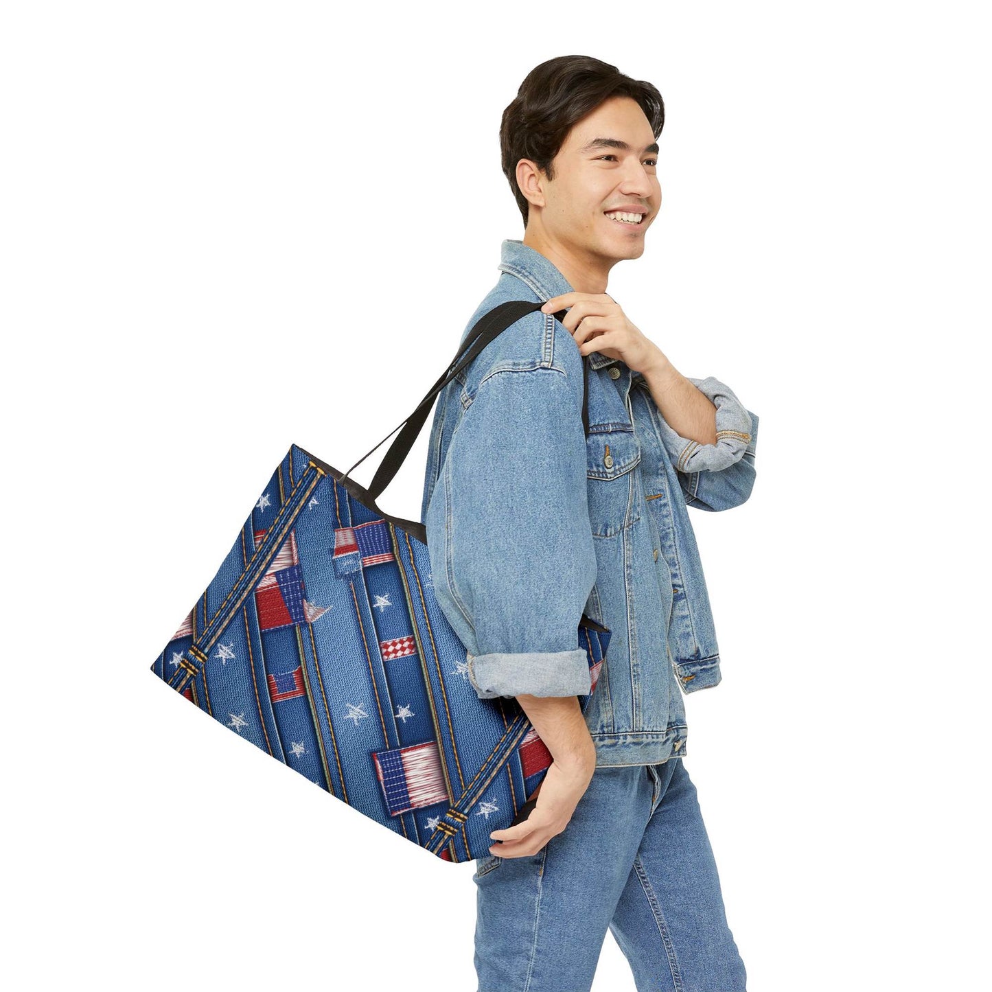4th of July Denim Color Imitation Print Unisex  Yoga Bag  Spun Poly 24x13 Canvas Bag 69