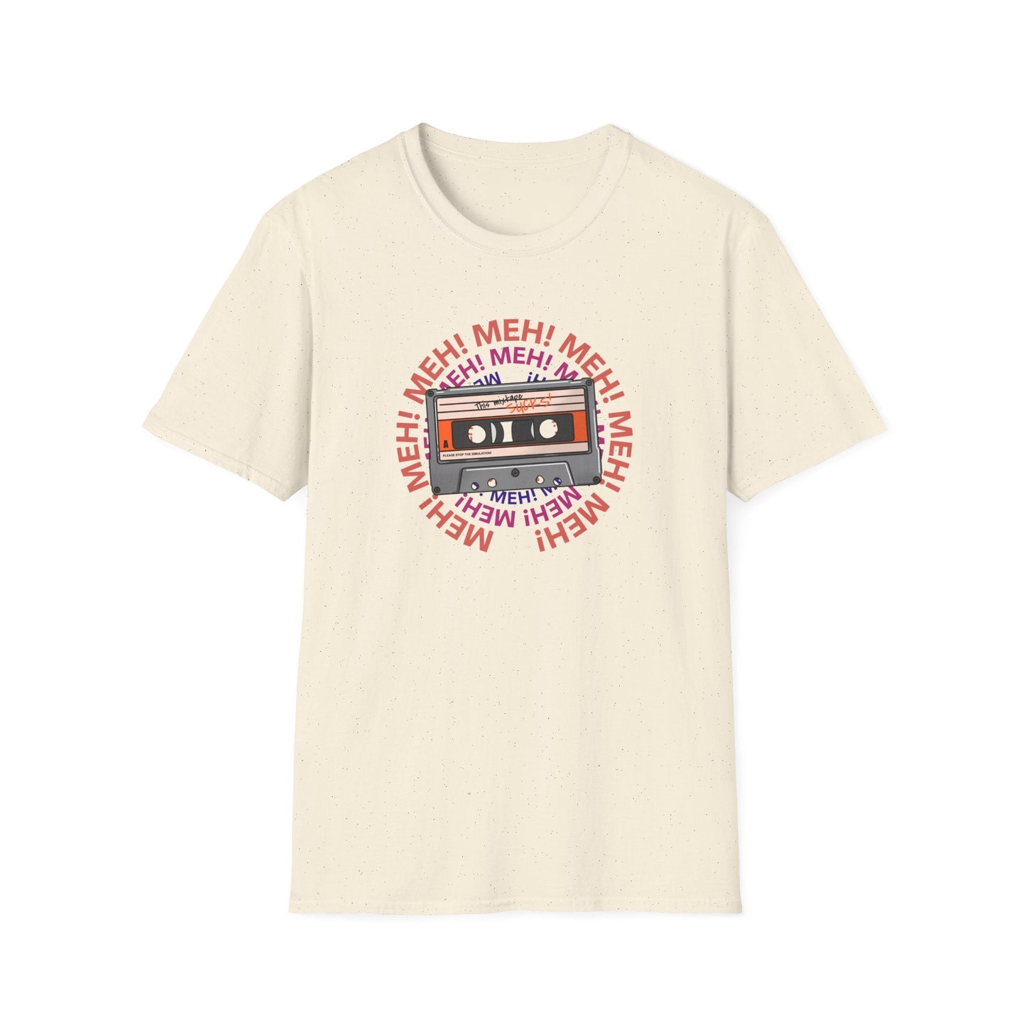Cassette Tape Meh Graphic T-Shirt Unisex Cotton Retro Funny Music Tee