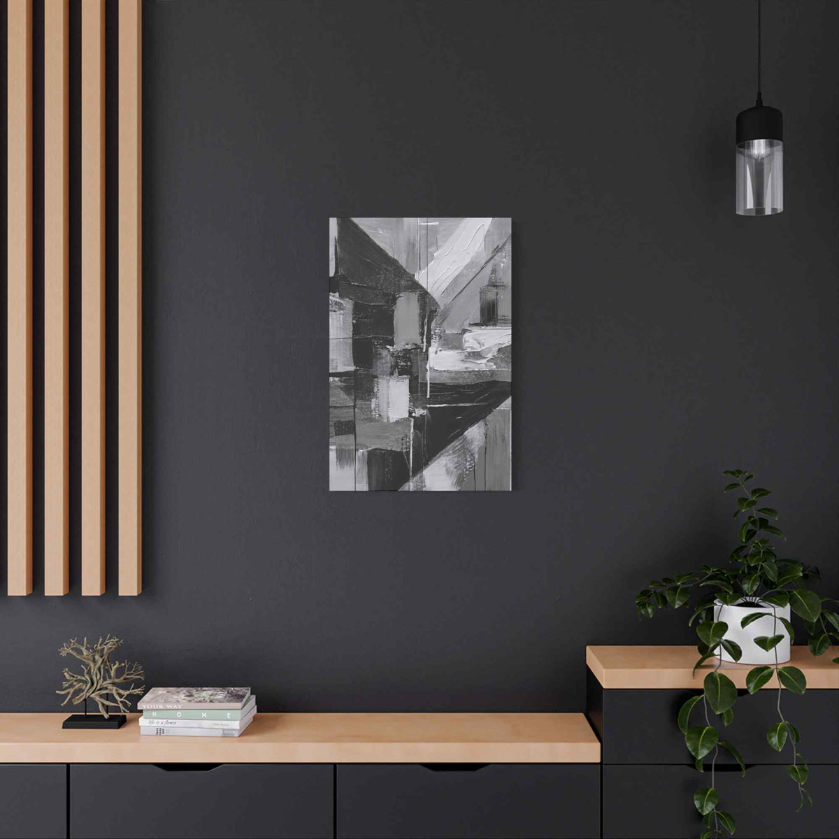 Black Abstract Painting Print Canvas 20x24,20x30,24x30, 24x32,24x36,30x40, 32x48,36x48,40x60 Pine-Wood Inner Frame ABS-18
