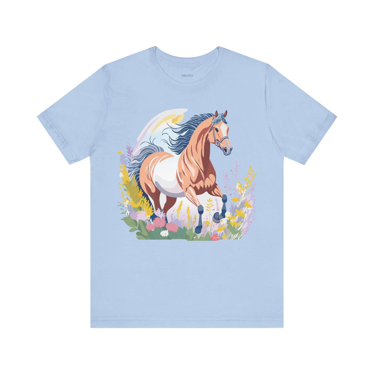 Horse Graphic Unisex Cotton Bella+Canvas Tee with Art Animal Design e26