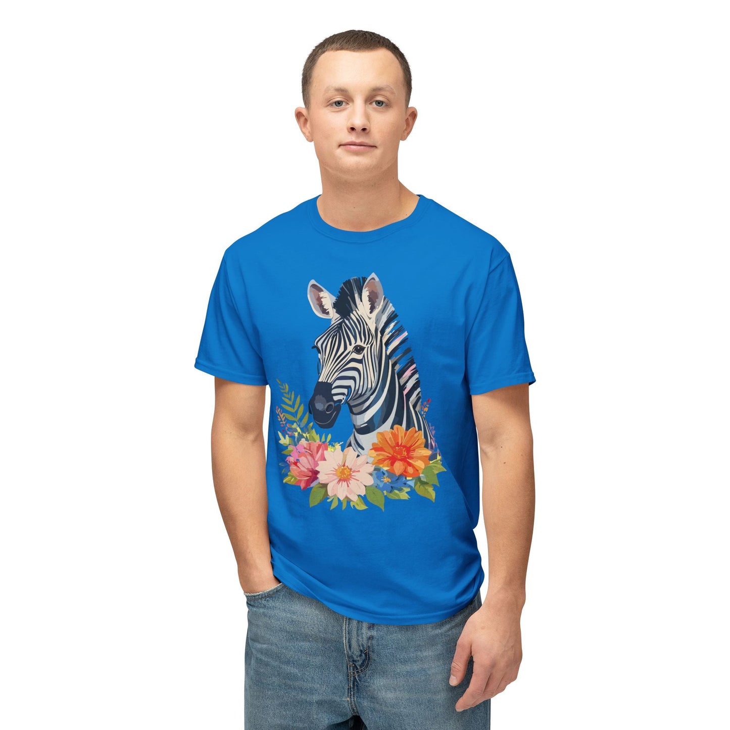 Unisex Zebra Art T Shirt With Full Color Print 100 Percent Cotton Jersey Tee Premium