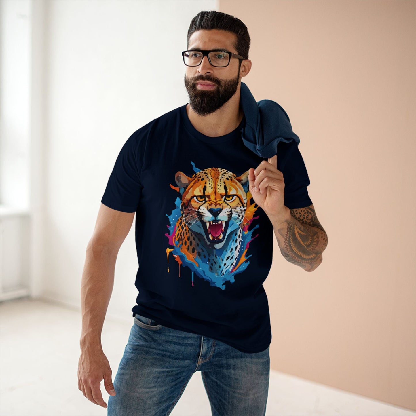 Cheetah Graphic Unisex 100 Cotton Staple Tee with Animal Design Artwork 24