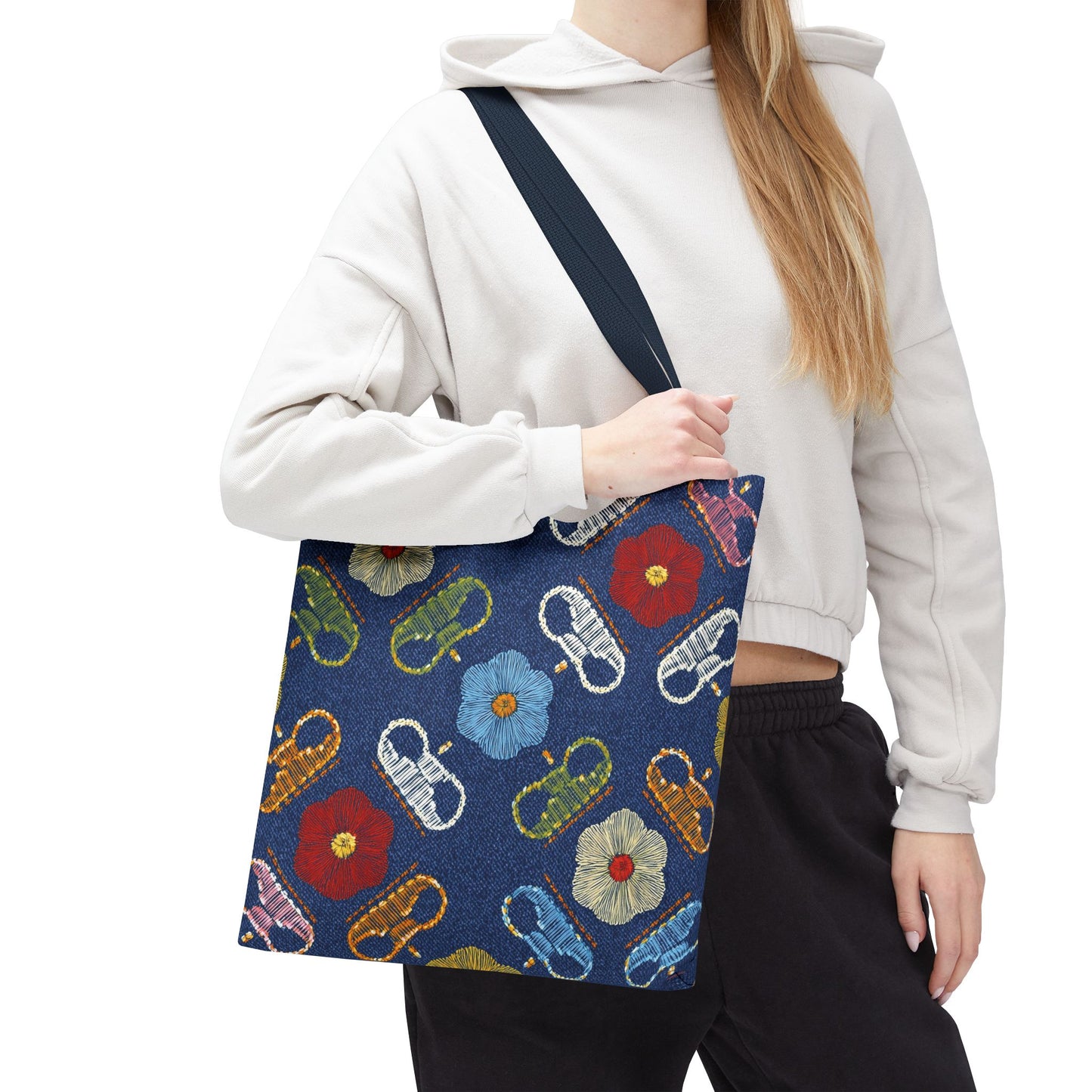 Denim Fabric Imitation Print Unisex Canvas Bag Poly Spun 3 Sizes Tote Bag 154