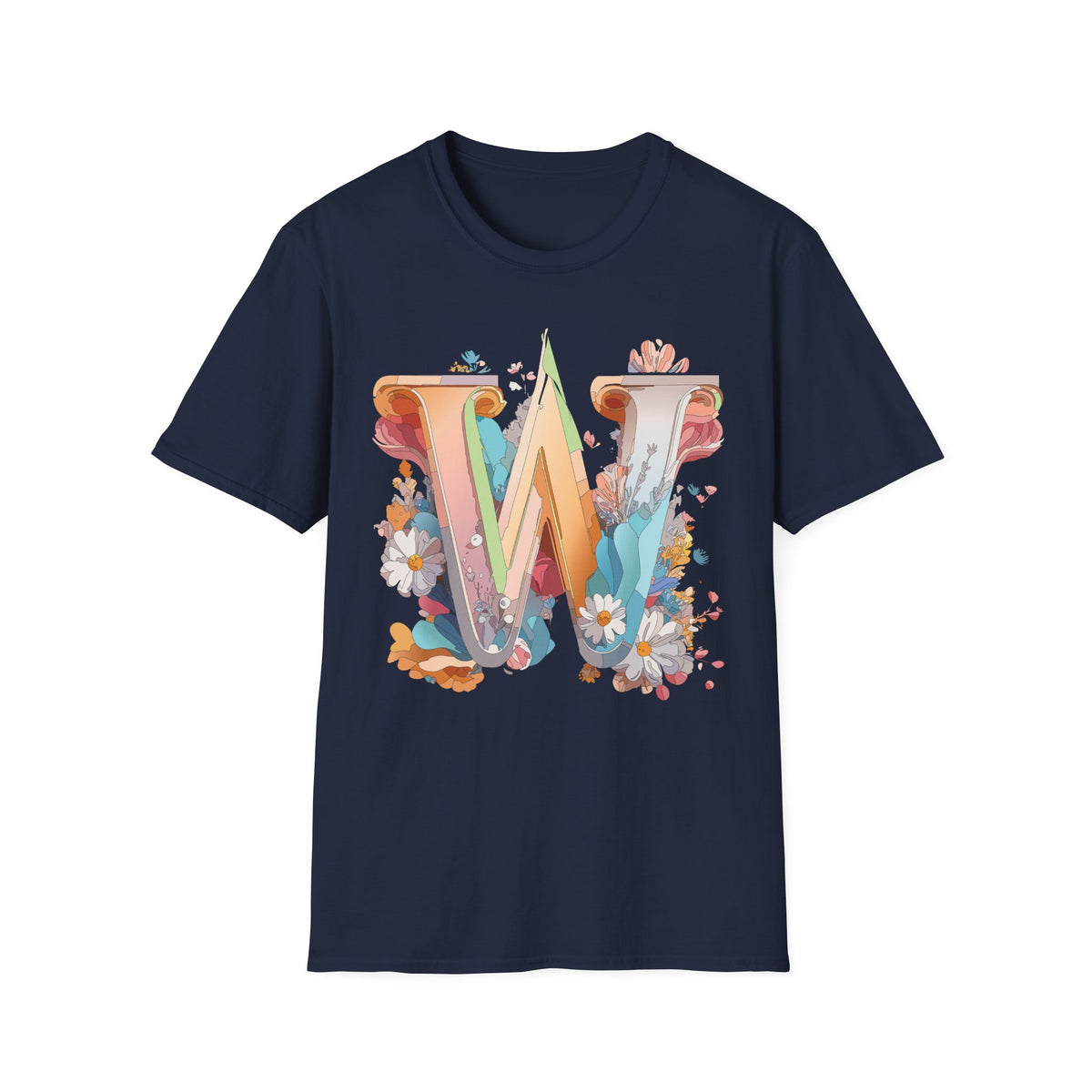 Floral Letter W Monogram T-Shirt | Floral Initial Tee