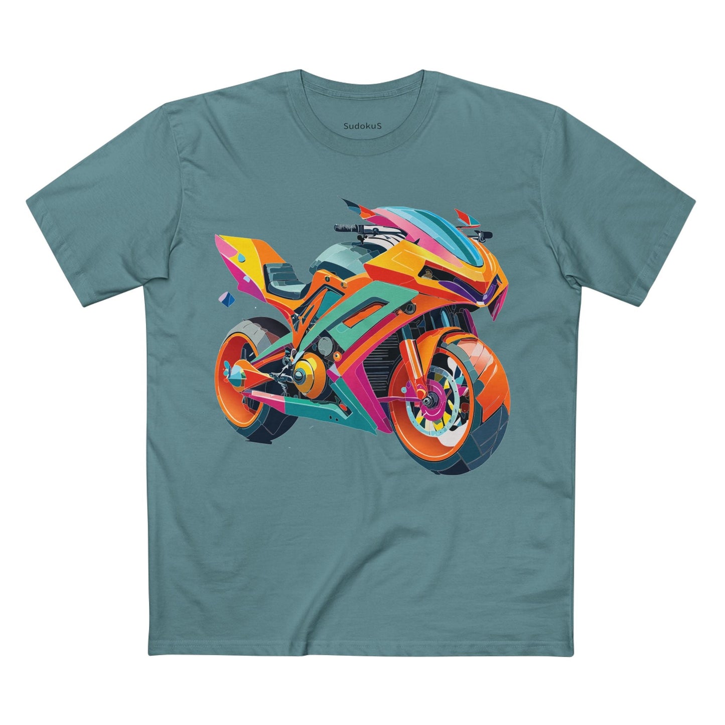 Moto Bike Graphic Unisex 100 Cotton Staple Tee 6