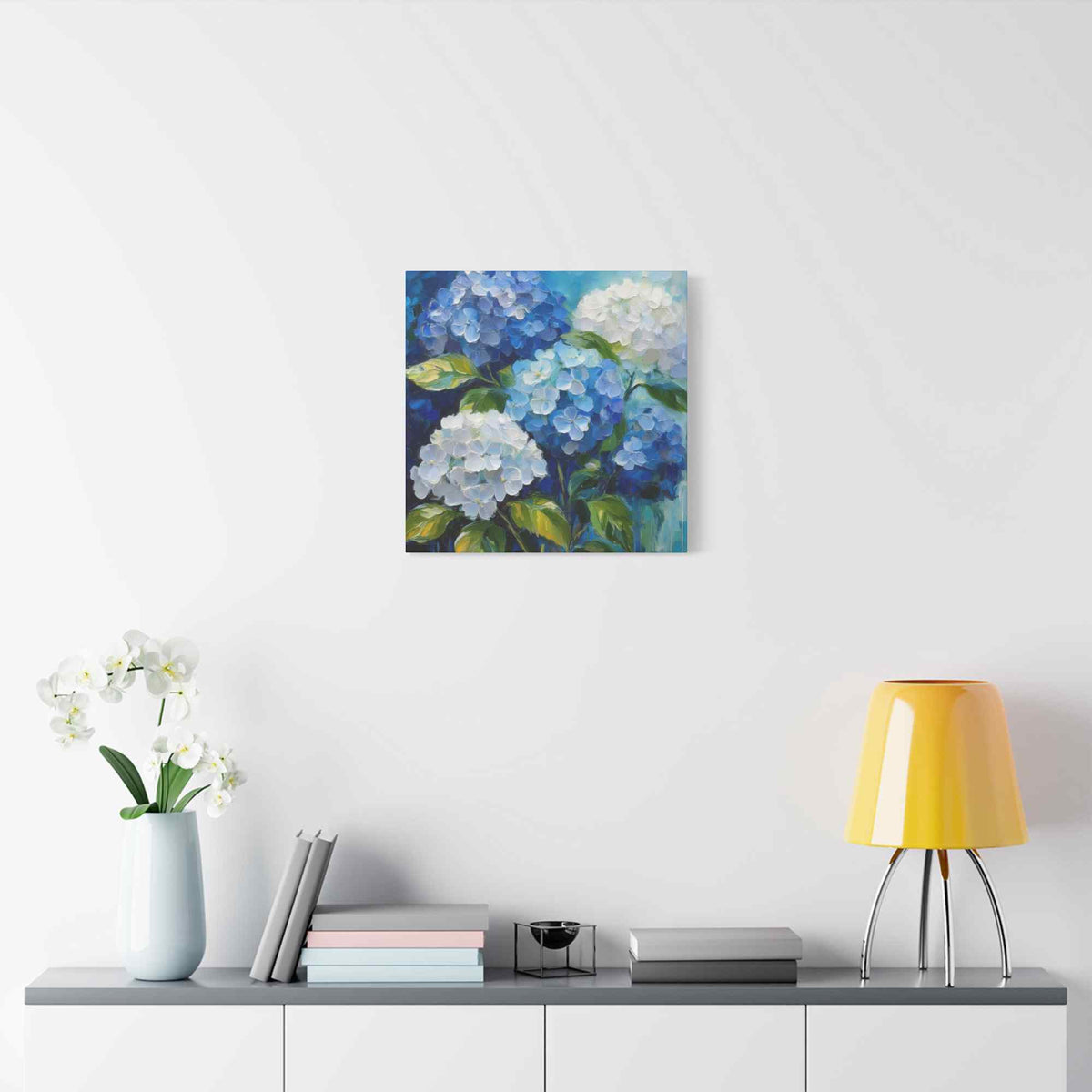 Hydrangeas Print Canvas, Flowers Oil Paint Print 20x20, 24x24, 30x30, 32x32, 36x36, Floral Art Design Print Non-Frame MC-32