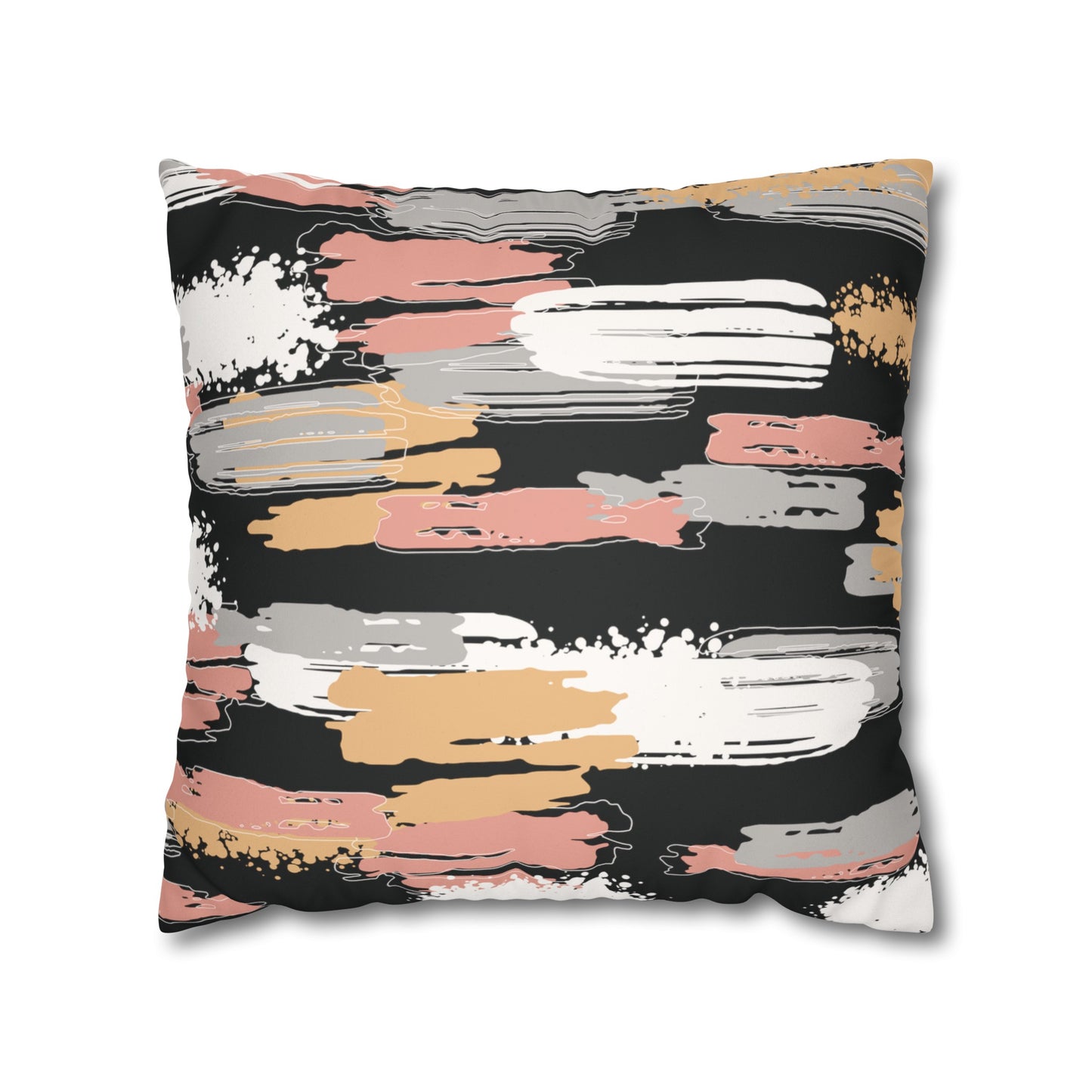 Faux Suede Pillowcase with Abstract print