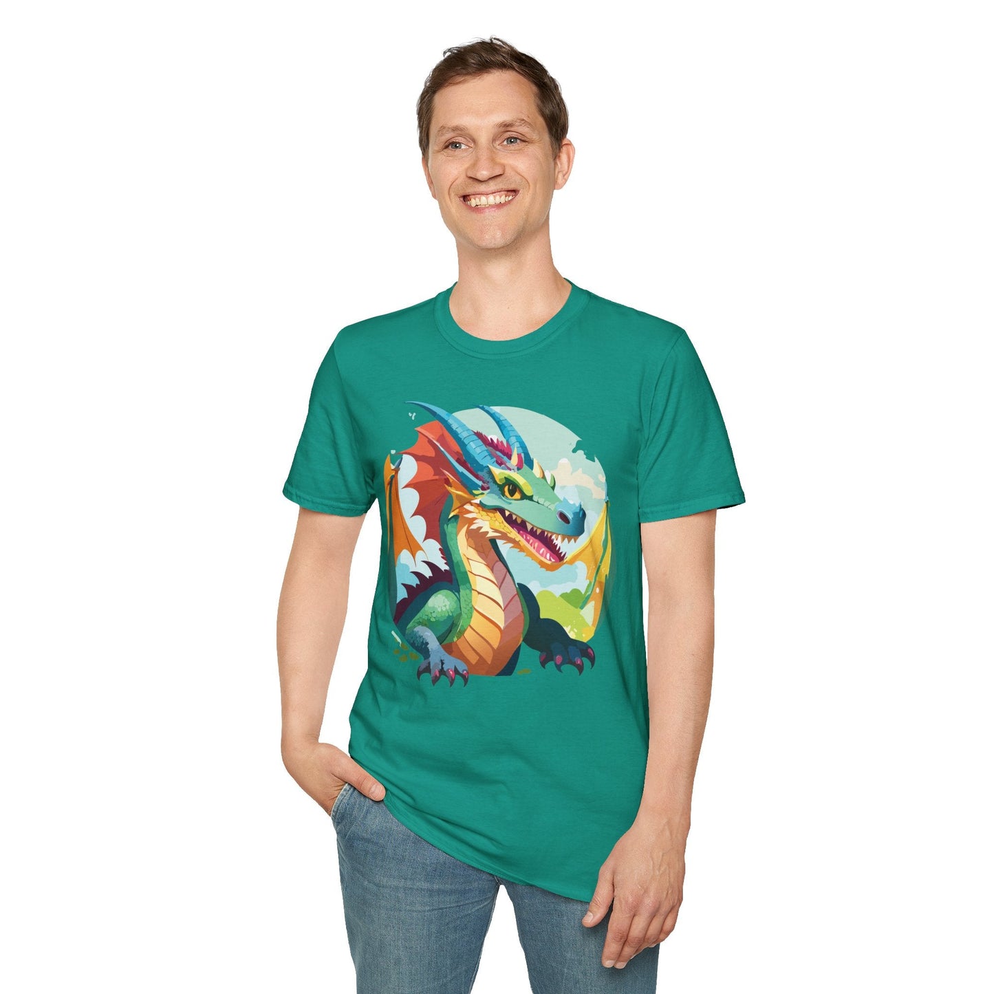 Unisex Dragon Graphic Tee By Gildan Softstyle 64000 Short Sleeve Cotton Tee Art Design