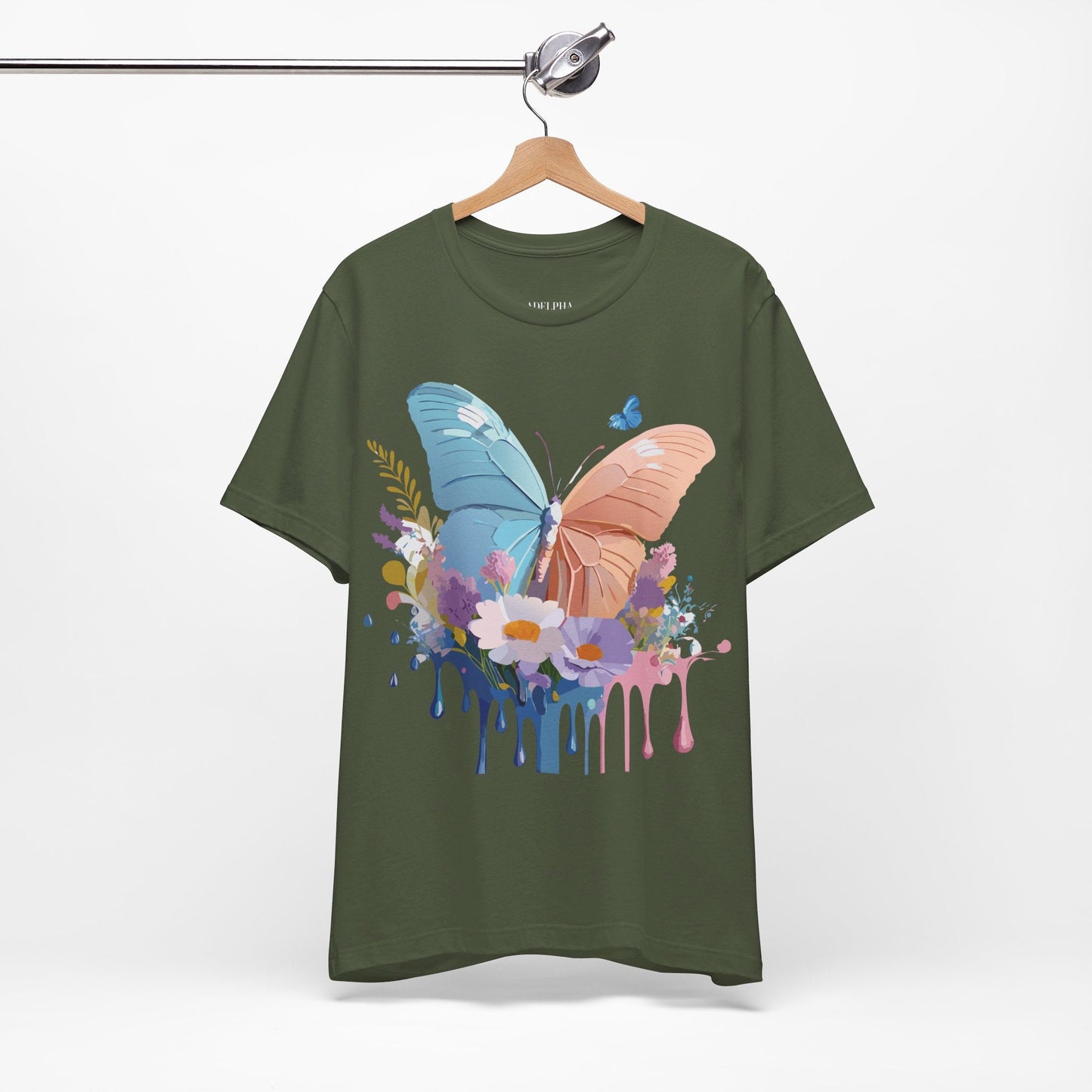 Butterfly Graphic Unisex 100 Cotton Lightweight Vintage Floral Design Jersey Tee 3