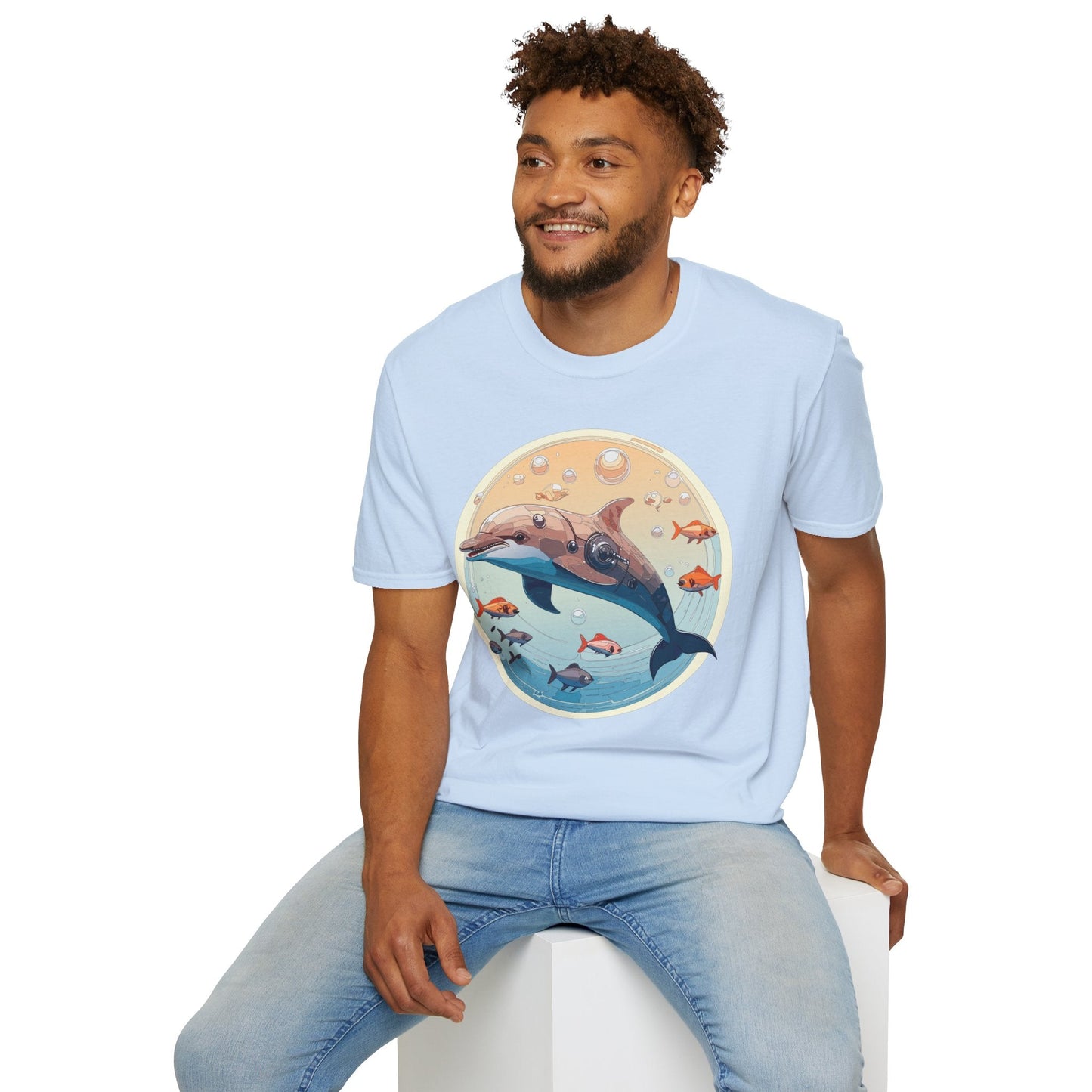 Dolphin Shirt Unisex Softstyle Tee 100 Percent Ring Spun Cotton Breathable Gildan 64000