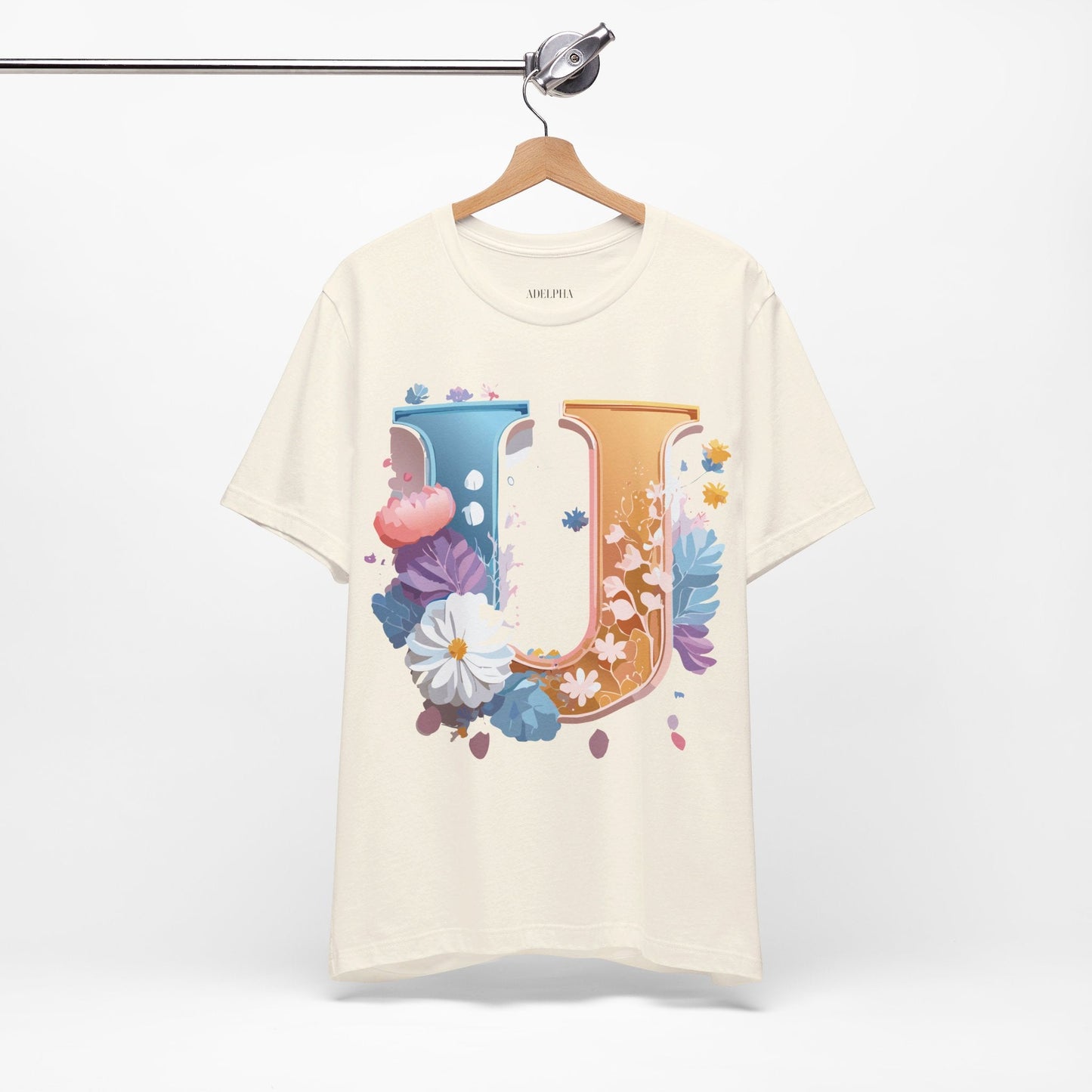 Letter U Shirt Graphic Tee Unisex Vintage Inspired Adelpha Artwork Premium Short Sleeve
