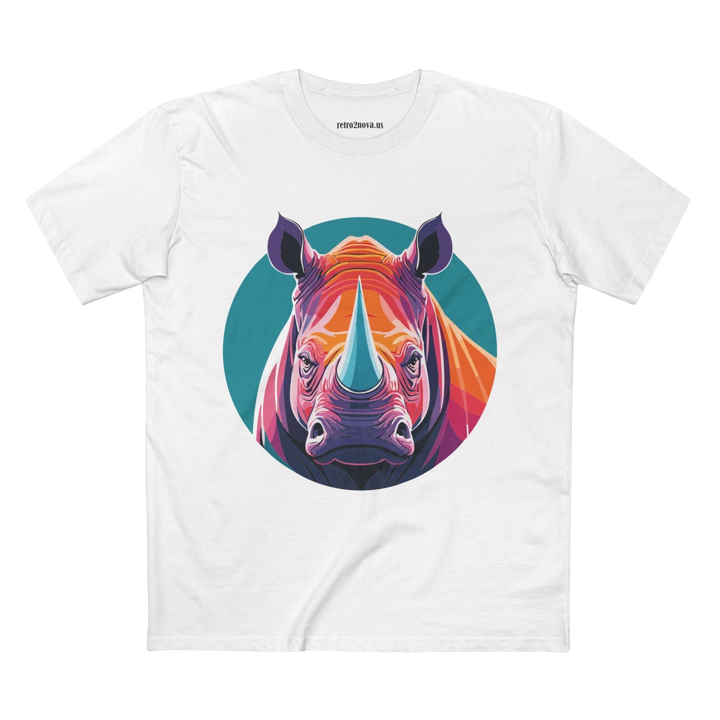 Rhino Animal Shirt Unisex Premium Cotton Tee With Original Art Design From Retro2Nova Art Collection Edition