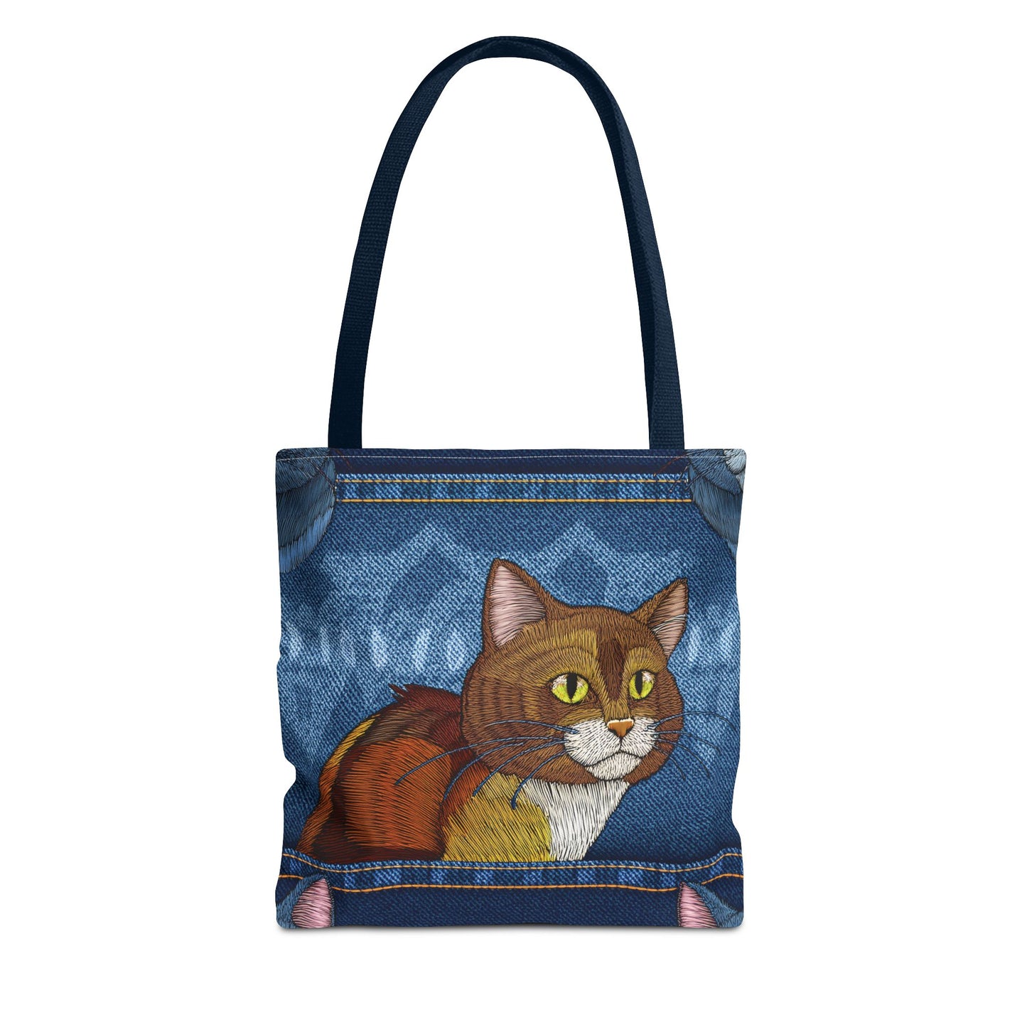 Denim Fabric Imitation Print Unisex Canvas Bag Poly Spun 3 Sizes Tote Bag 190-5