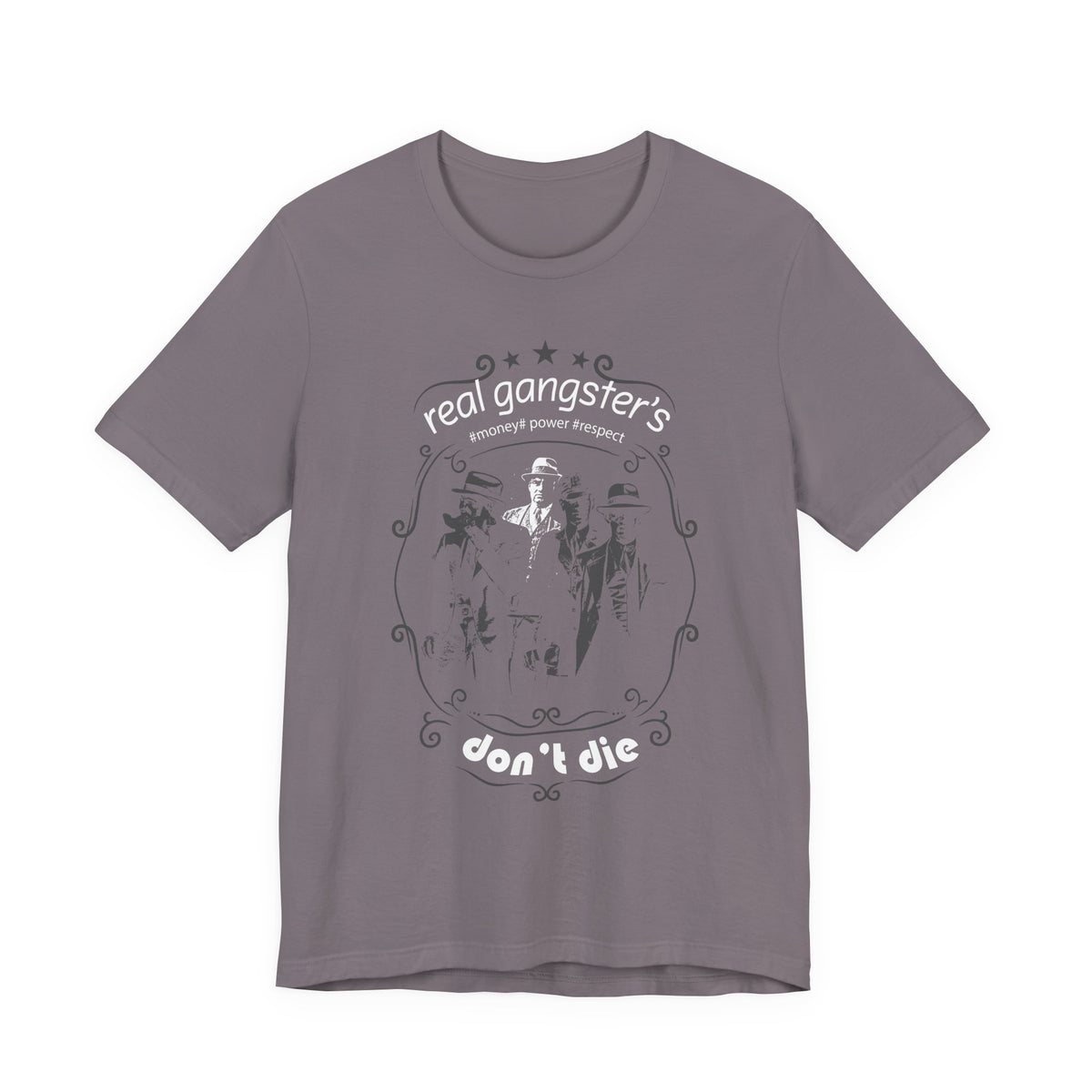 Real Gangsters Don't Die T-Shirt Vintage Outlaw Illustration Retro Biker Tee A-3