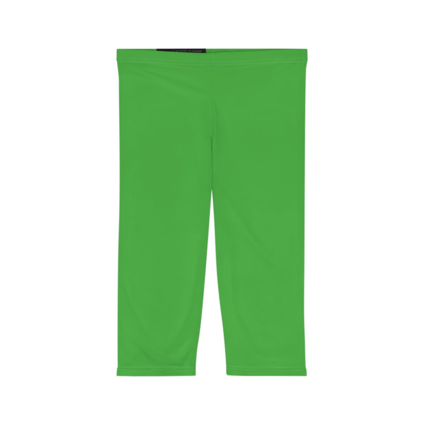 Kelly Green Color Women's Brushed Suede Poly Span Casual Capri Leggings XS-2XL