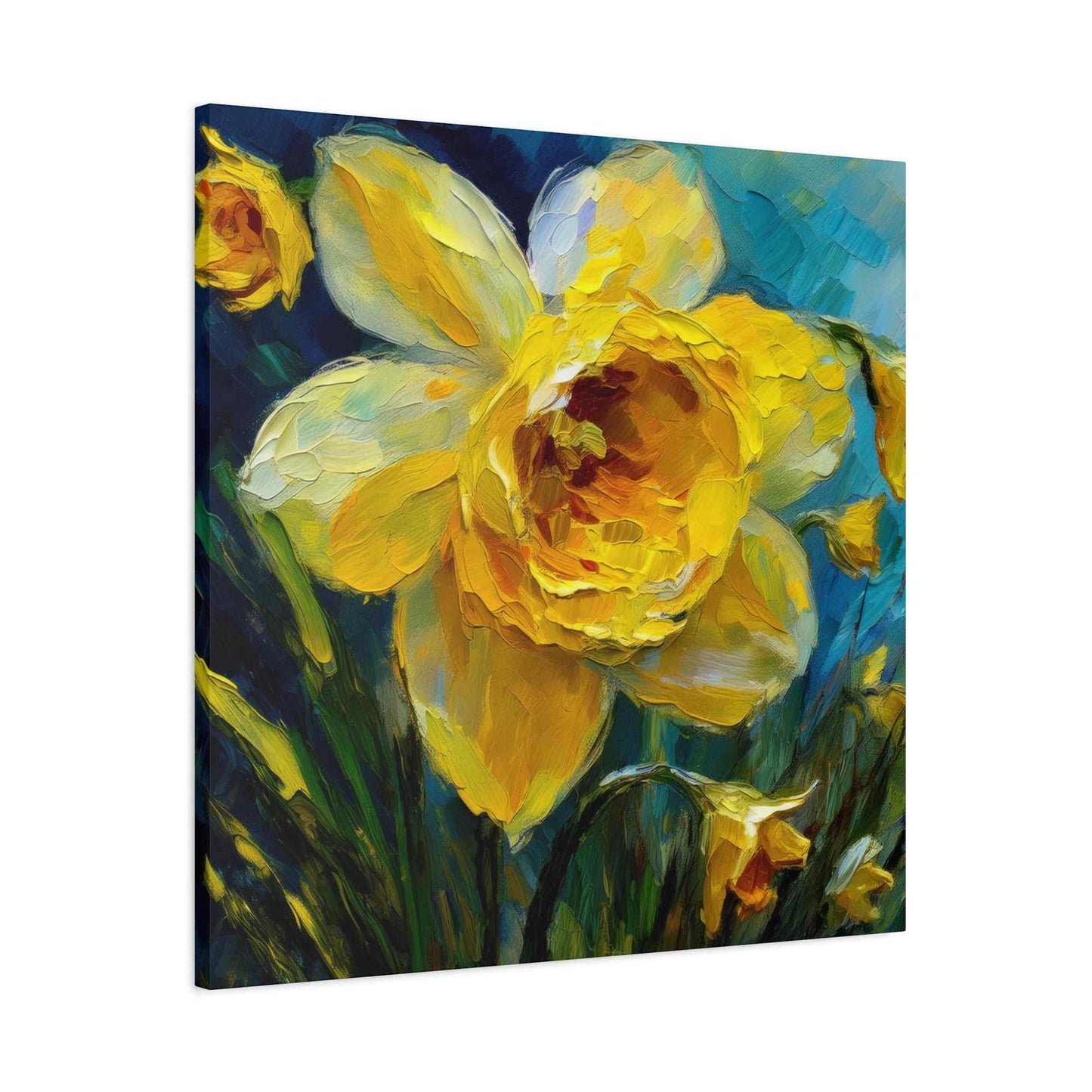 Narcissus Print Canvas, Floral Oil Paint Print 20x20, 24x24, 30x30, 32x32, 36x36 Art Design Pine-Wood Inner Frame MC-179