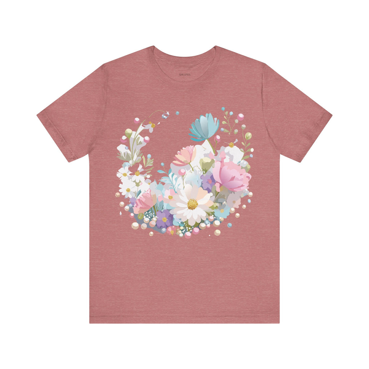 Floral Graphic Unisex Cotton Bella+Canvas Tee with Flowers Art Design n122