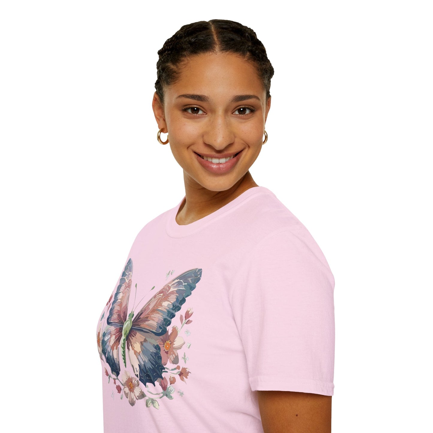 Butterfly Print T Shirt Monarch Unisex Gildan Softstyle 64000 Cotton Tee For Everyday Comfort