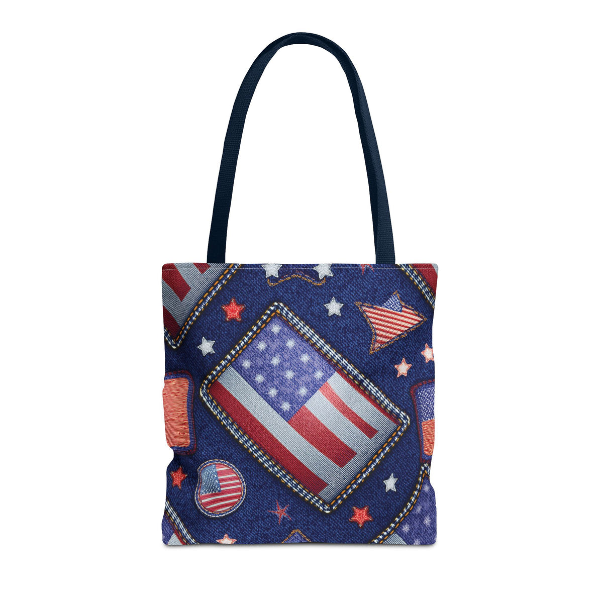 4th of July Graphic Denim Fabric Imitation Print Unisex Canvas Bag Poly Spun 3 Sizes Tote Bag 200-6