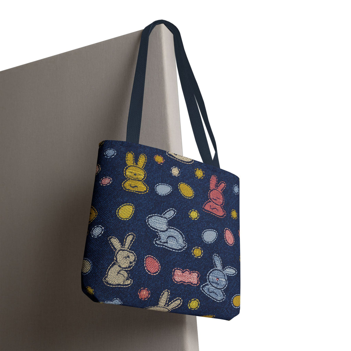 Easter Graphic Design Denim Fabric Imitation Print Unisex Canvas Bag Poly Spun 3 Sizes Tote Bag 204-1