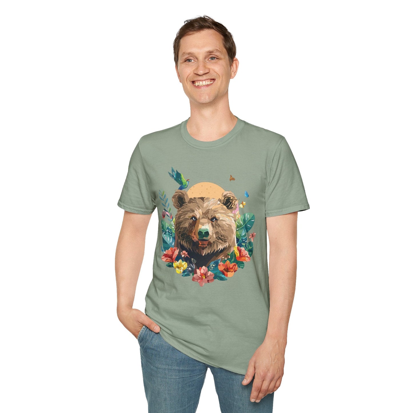 Bear T Shirt Unisex Graphic Tee Bear Lover Gift 100 Percent Ring Spun Cotton Softstyle 64000 Gildan