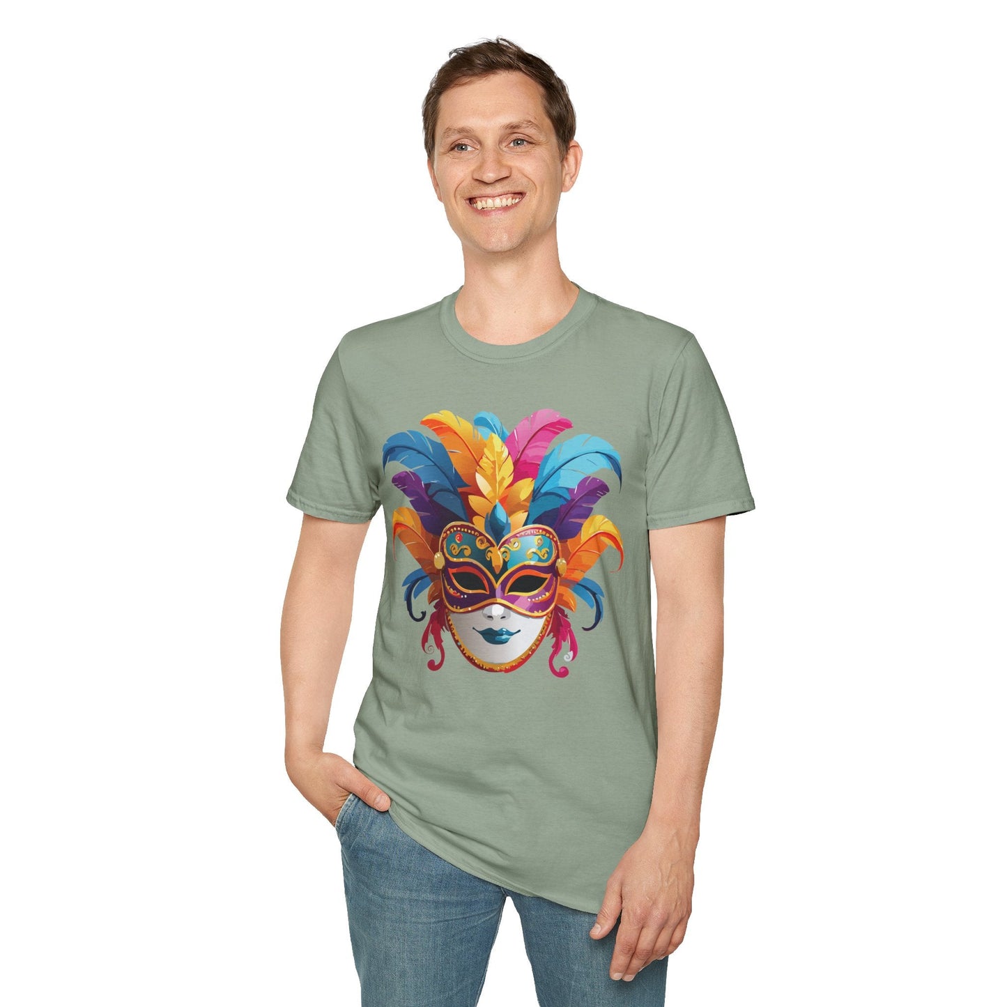Mask Tee Shirt Unisex Masquerade Design Gildan Softstyle 64000 100 Percent Cotton