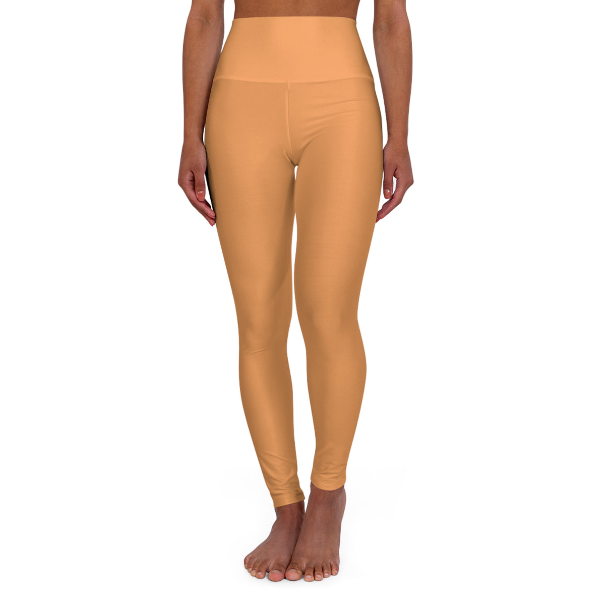 Sandy Beige Color Yoga Leggings High-Waist Women's Seamless Poly-Span Stretchy Pants XS-2XL
