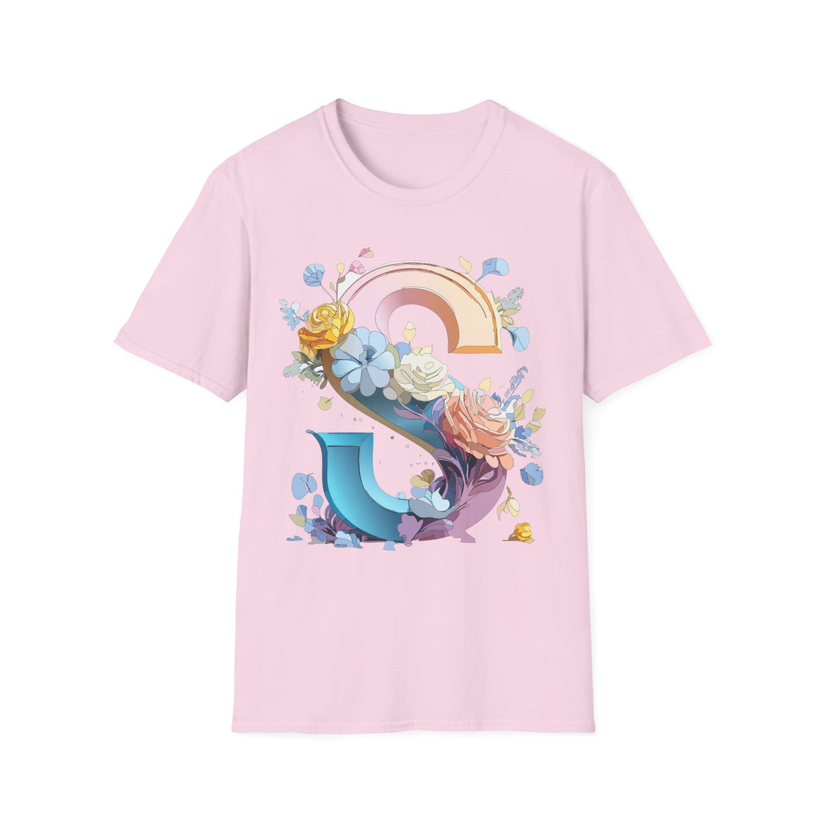 Floral Rainbow Letter S T-Shirt | Floral Initial Tee