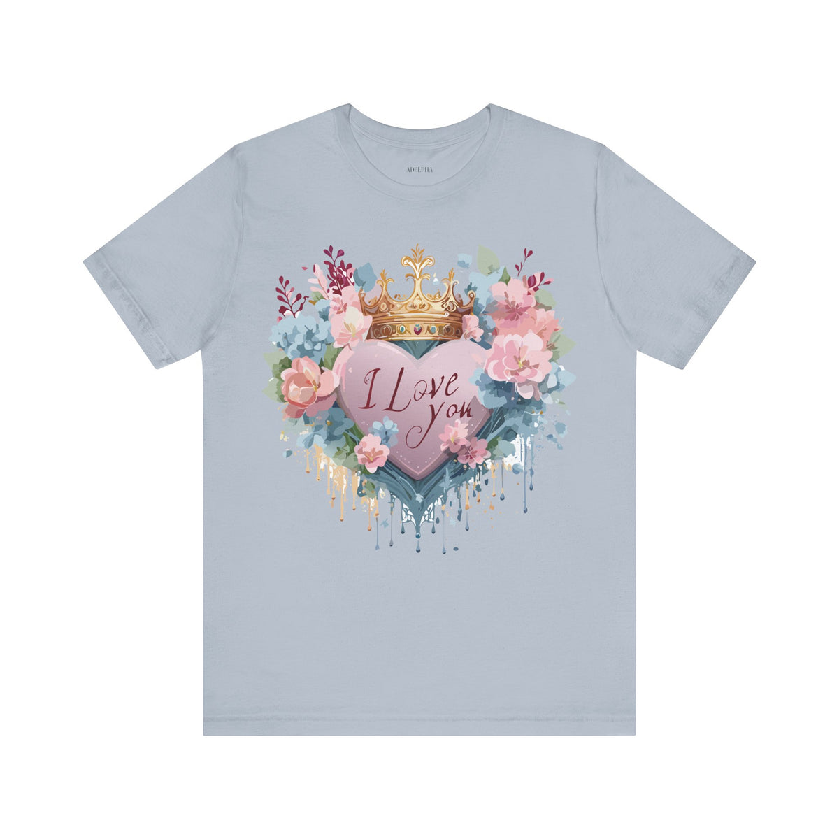 Valentine's Day Graphic Unisex Cotton Bella+Canvas Tee with Floral Art Design d133