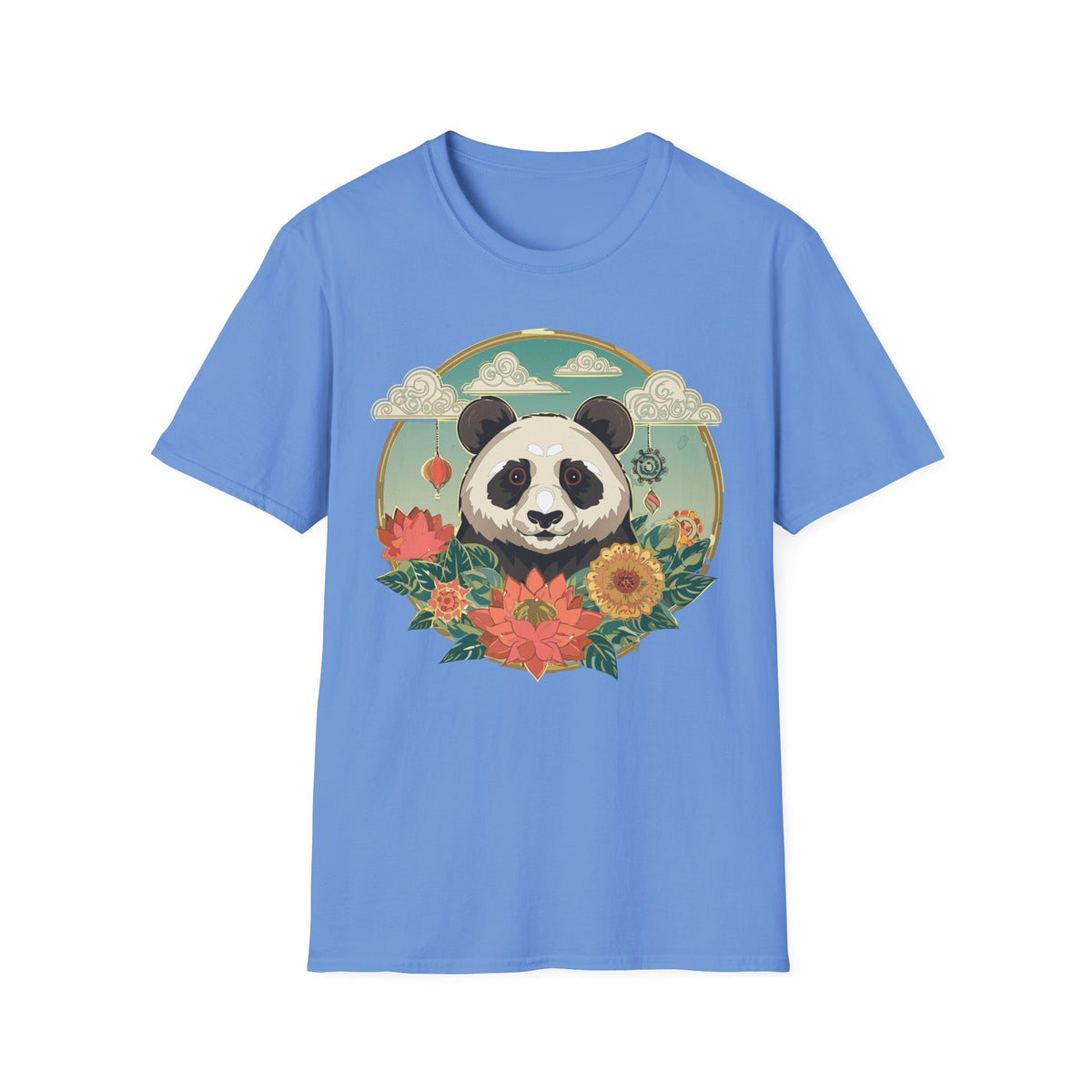 Panda Portrait T-Shirt | Floral Asian-Inspired Illustration
