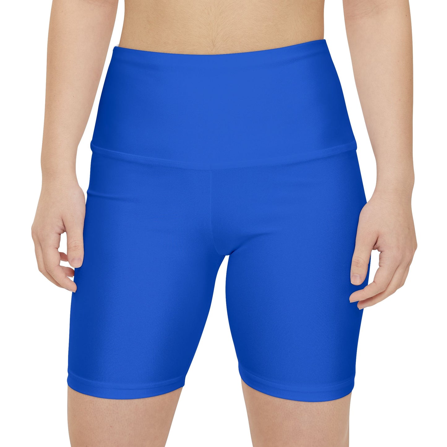 Laser Blue Women's Workout Shorts — Solid High-Waist Biker Shorts for Exercise & Everyday Wear