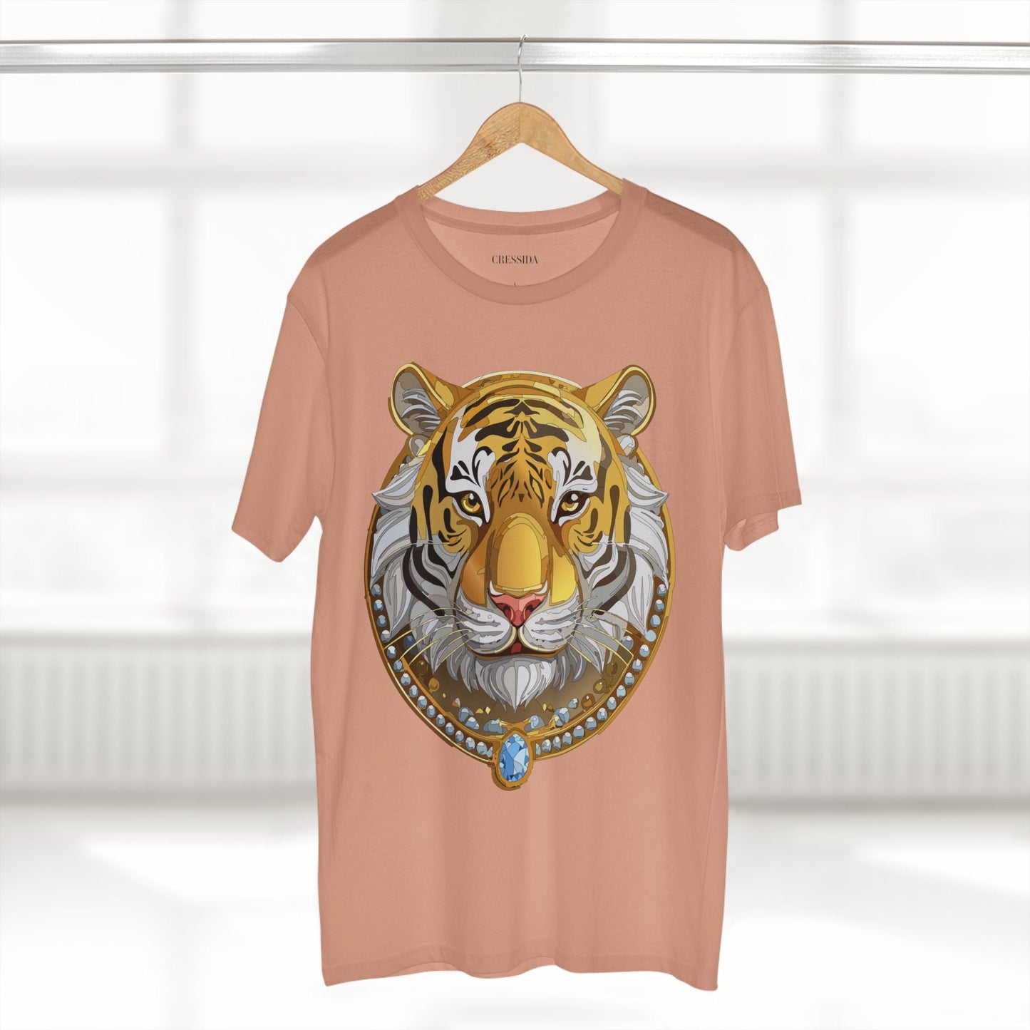 Tiger Graphic Unisex 100 Cotton Tee With Unique Animal Golden Medallion Art Design 4
