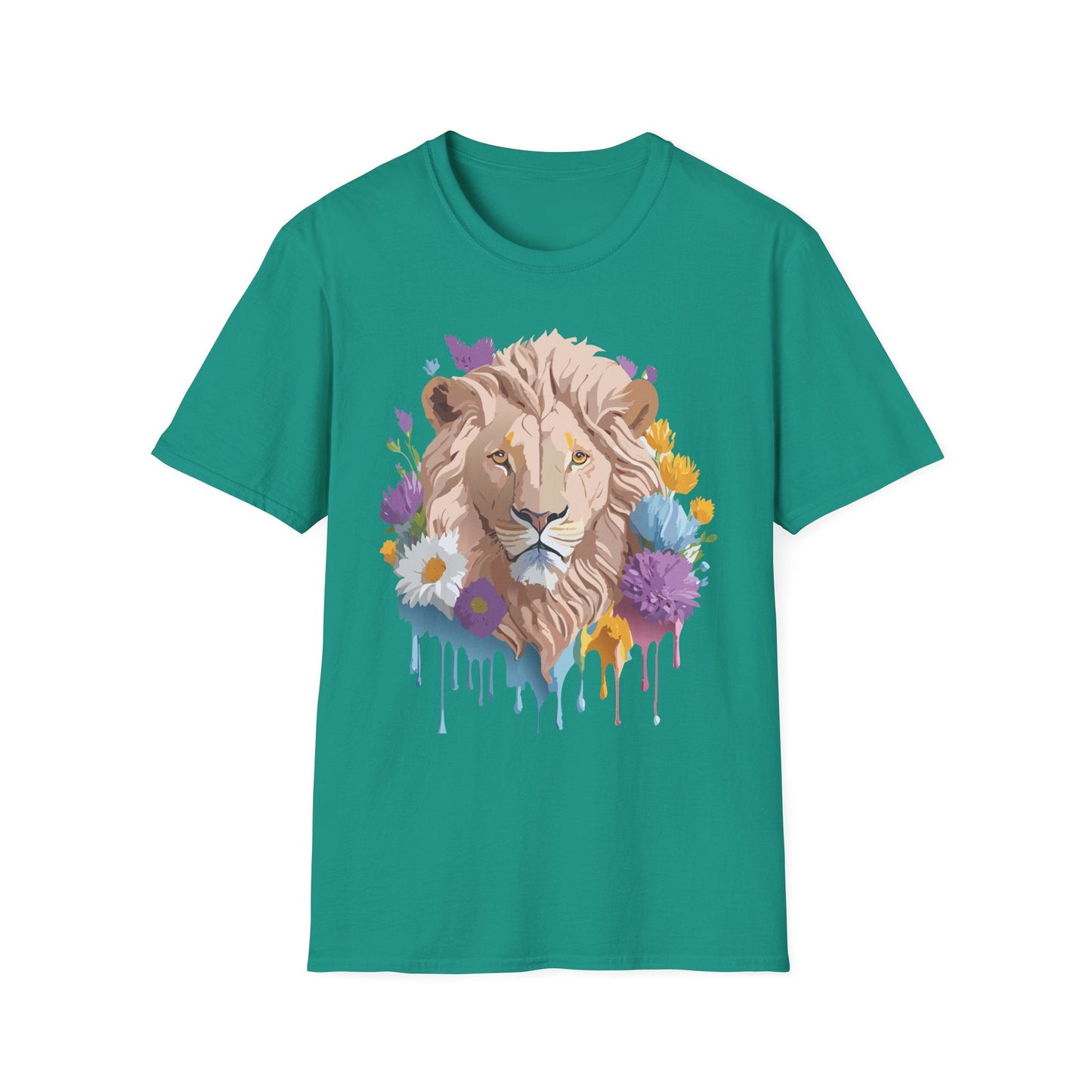 Lion Shirt Unisex Floral Lion Tee Gildan Softstyle 64000 Short Sleeve