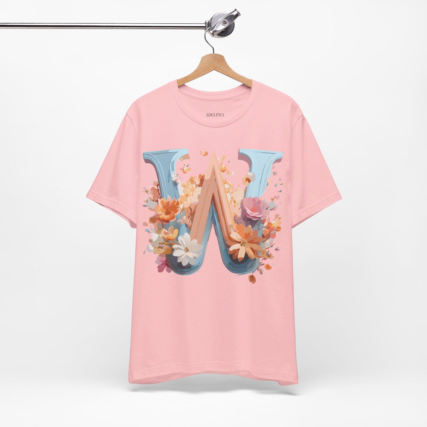 Letter W Shirt Unisex Graphic Tee Vintage Inspired Adelpha Art Design Short Sleeve